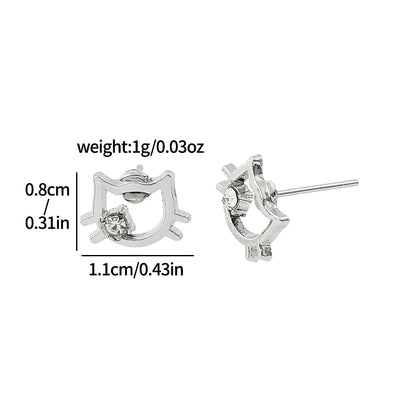 Hello Kitty Earrings Fashion Niche Design Hollow-out Head Portrait Ear Stud Cartoon Jewelry Accessory for Girls Unique Gift