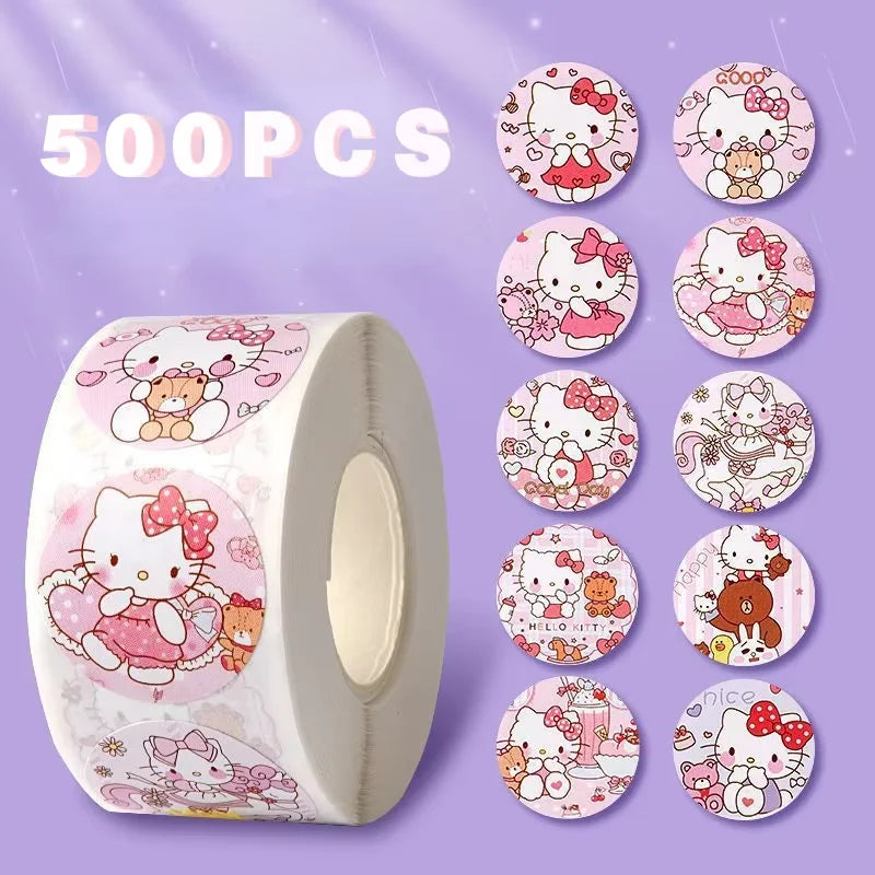 Hello Kitty roll sticker kawaii cartoon decorative decal diy craft ornament for journal scrapbook luggage stationery daily