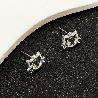 Hello Kitty Earrings Fashion Niche Design Hollow-out Head Portrait Ear Stud Cartoon Jewelry Accessory for Girls Unique Gift
